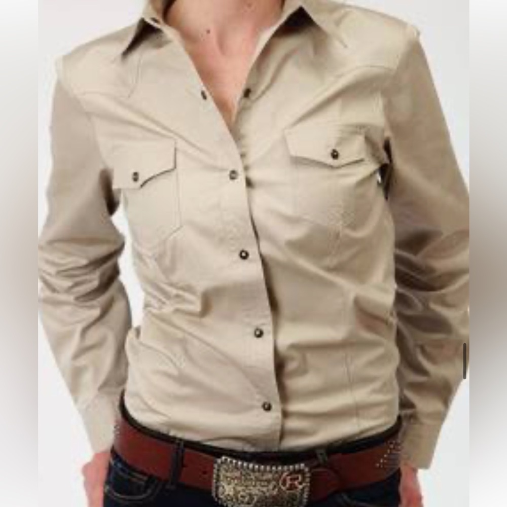 Ralph Lauren Khaki 100% cotton shirt, size small.
